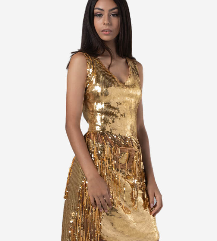 Gold night party dress